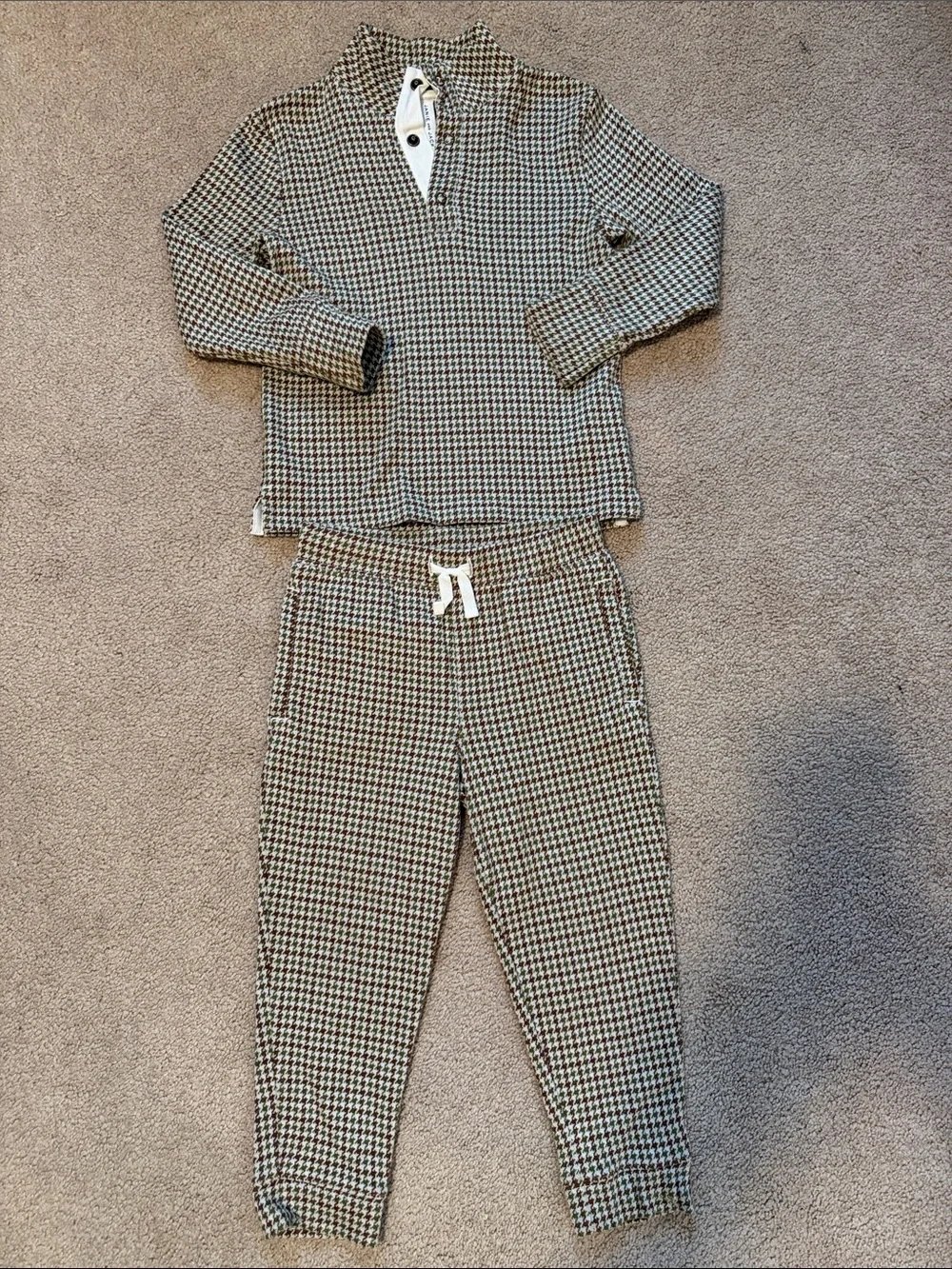 Janie and Jack Houndstooth Knit Two-Piece Set - Black, White, Brown